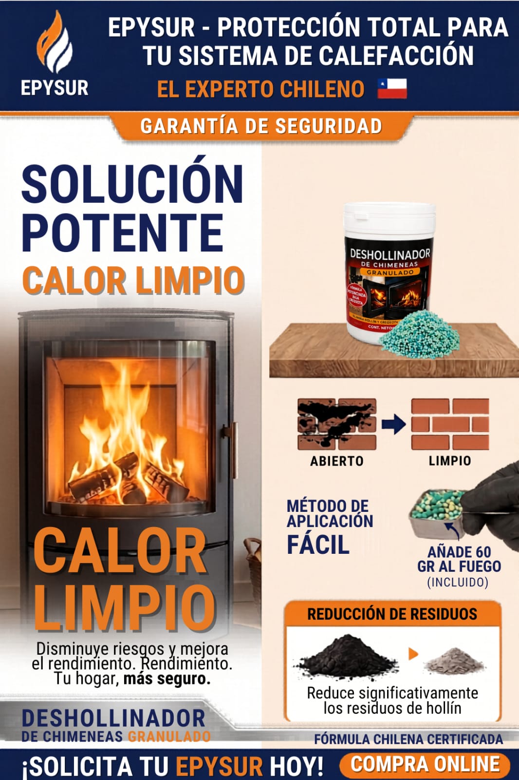 Chimenea cálida y segura